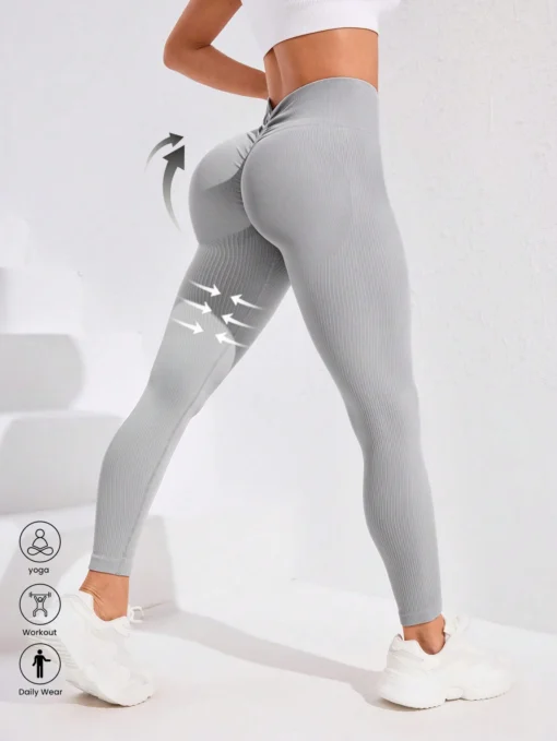 SHEIN Solid High Waist Seamless Leggings, Sports - Image 2
