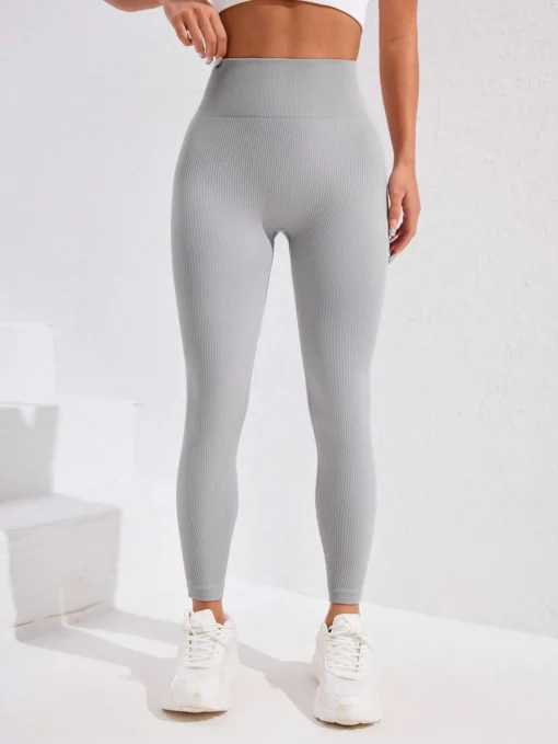SHEIN Solid High Waist Seamless Leggings, Sports - Image 3