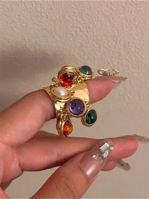 SHEIN Vintage Ring With Adjustable Peacock Stone