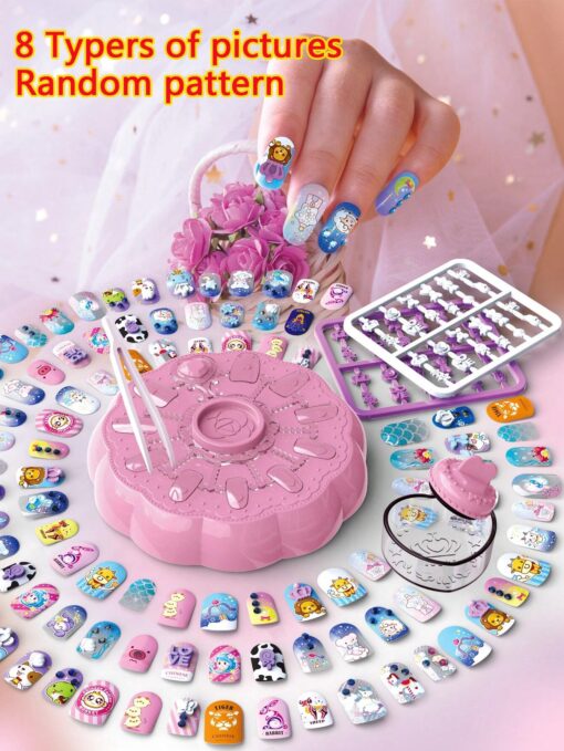SHEIN 1 Set Girls Princess Makeup Toy Kids 3D Nail Art DIY Creative Nail Polish Color Accessories Random