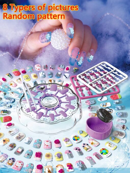 SHEIN 1 Set Girls Princess Makeup Toy Kids 3D Nail Art DIY Creative Nail Polish Color Accessories Random - Image 2