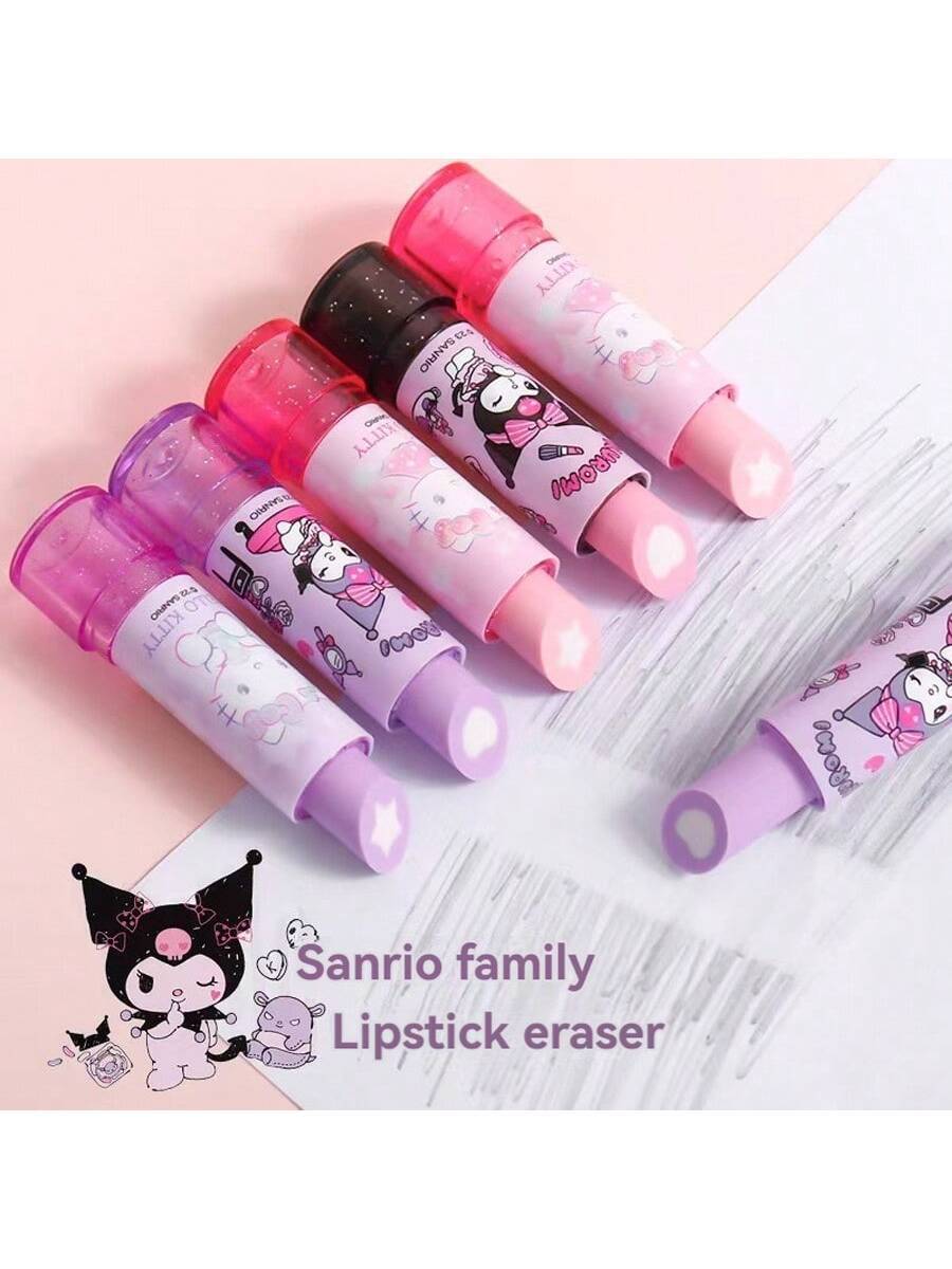 SHEIN 1pc Lipstick Eraser, Girl Eraser, Cartoon Cute Children's Eraser Leave No Trace Or Scratch, Halloween Gift(Random Style)