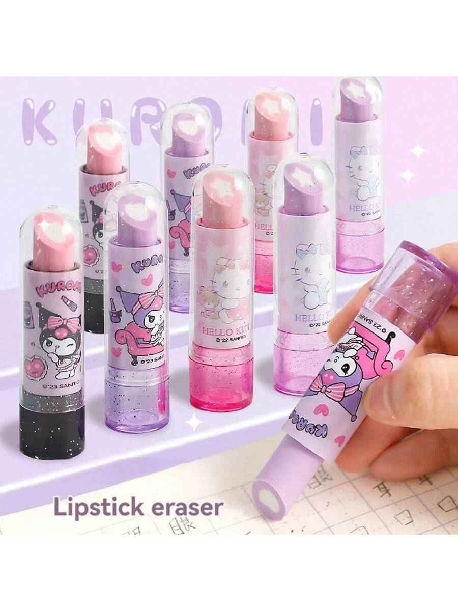 SHEIN 1pc Lipstick Eraser, Girl Eraser, Cartoon Cute Children's Eraser Leave No Trace Or Scratch, Halloween Gift(Random Style) - Image 2