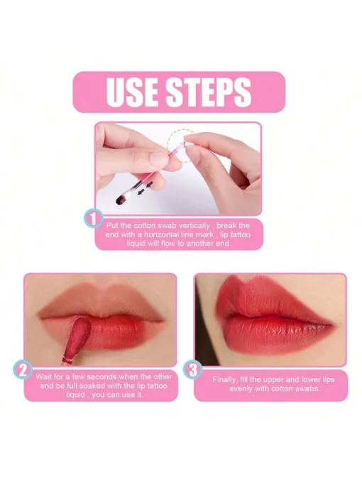 SHEIN Box Tattoo Lipstick Swab Lip Glaze, Long Lasting Waterproof Disposable Non-Stick - Image 3