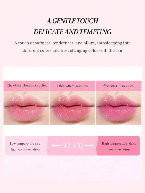 SHEIN OMGA Single Moisturizing Long-Lasting Non-Stick Cup Color-Changing Lipstick With Fine Glitter Lip Care Anti-Chapping Moisturizing Lip Plumper - Image 4