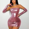 SHEIN Foxxy Ladies Solid Color Sleeveless Backless Bandeau Dress With Arm Cover