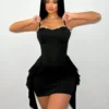 SHEIN Foxxy Women's Backless Dress With Ruffle Trimmed Spaghetti Straps