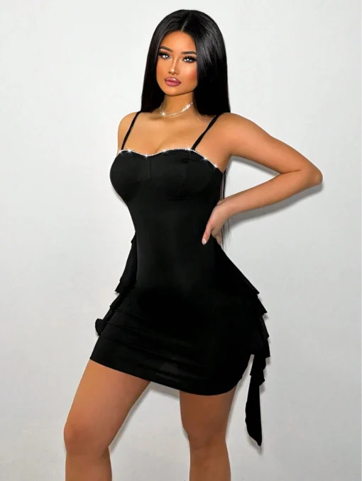 SHEIN Foxxy Women's Backless Dress With Ruffle Trimmed Spaghetti Straps - Image 3