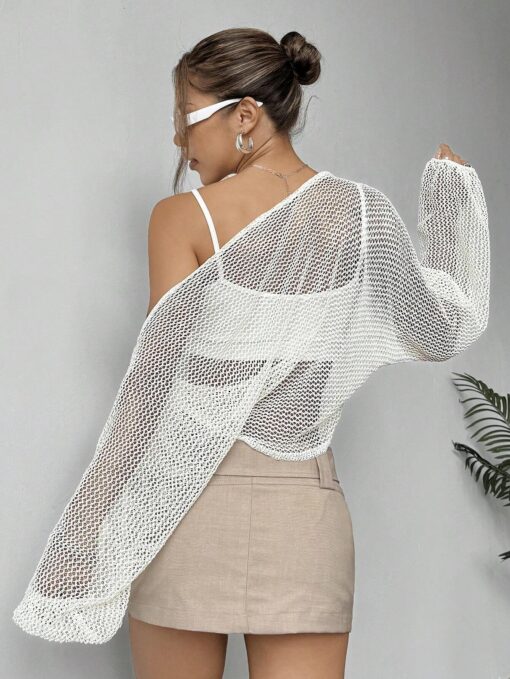SHEIN MOOSTA Open Knit Shrug Crop Cardigan - Image 2