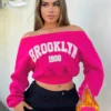 SHEIN SXY Letter Graphic Off Shoulder Fashion Sweatshirt
