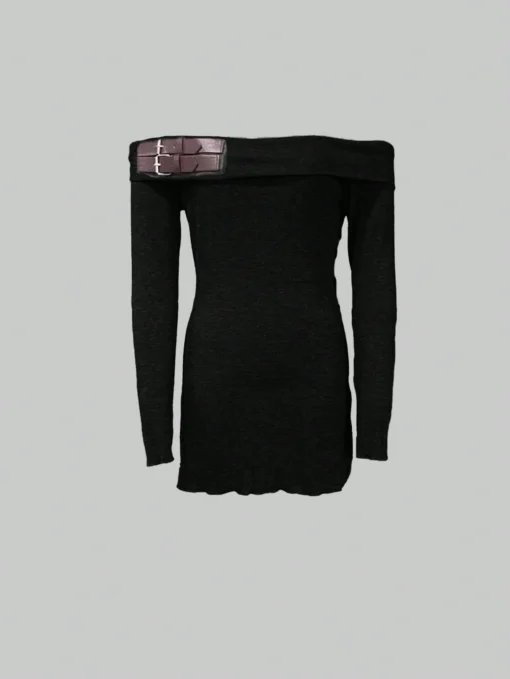 SHEIN SXY Women's Off-Shoulder Buttoned Long Sleeve Fitted Mini Dress - Image 3