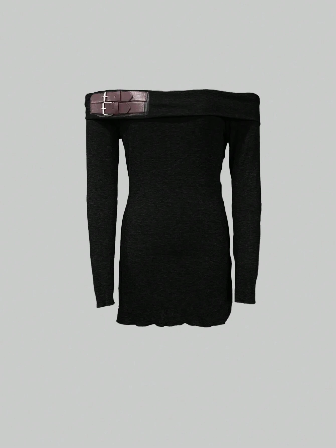 SHEIN SXY Women's Off-Shoulder Buttoned Long Sleeve Fitted Mini Dress - Image 3