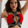 SHEIN Sport Menodora Women's Contrast Color Letter Tape Patchwork Hollow Out Sports Bra