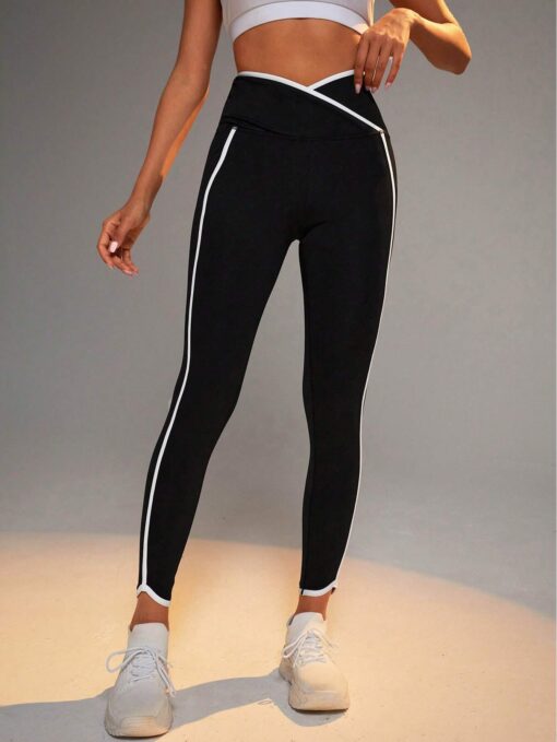 SHEIN Sport Studio Contrast Binding Sports Leggings