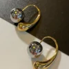 SHEIN 1pair Metallic Mixed Color Waterdrop Shape Earrings