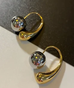 SHEIN 1pair Metallic Mixed Color Waterdrop Shape Earrings