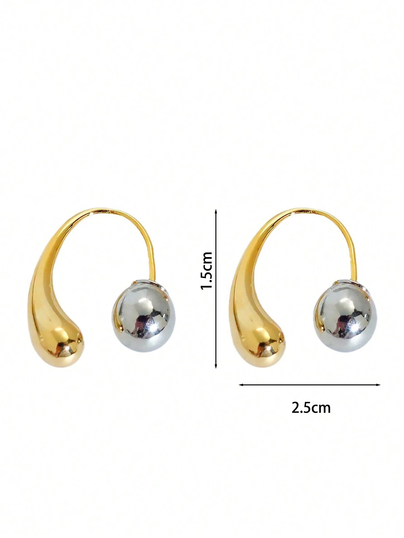 SHEIN 1pair Metallic Mixed Color Waterdrop Shape Earrings - Image 2