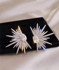 SHEIN 1pair Sparkling Wing - Shaped Earrings Full Of Rhinestone