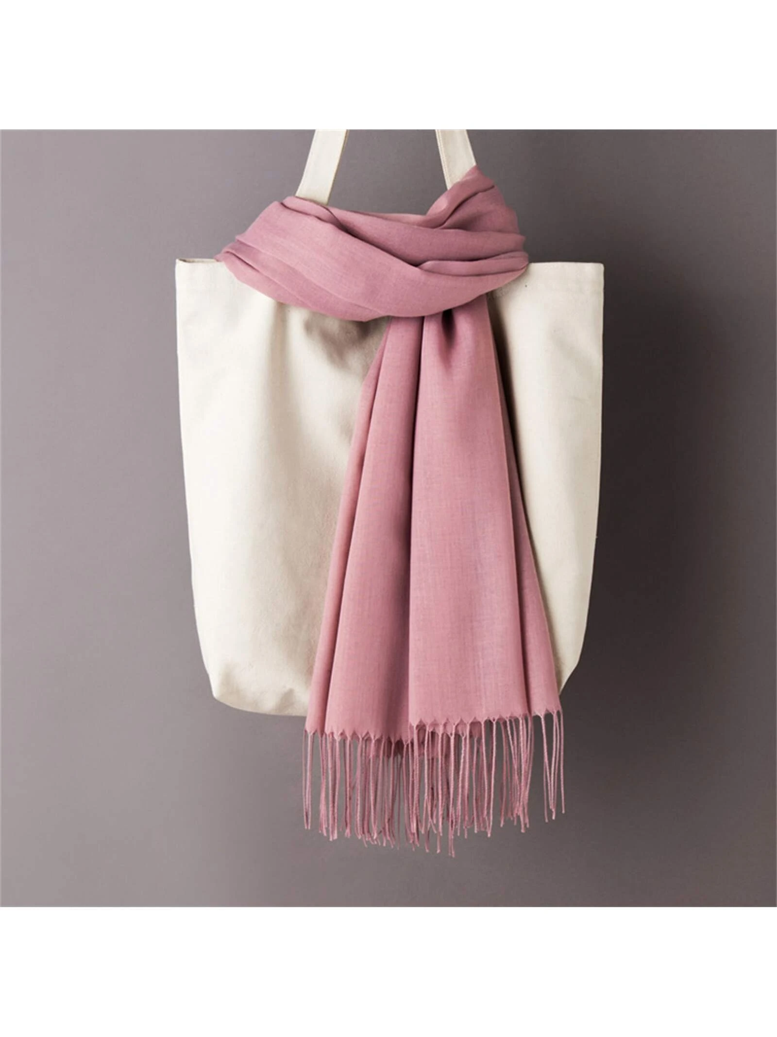 SHEIN 1pc 190*70cm Classic Solid Color Windproof Scarf - Image 2