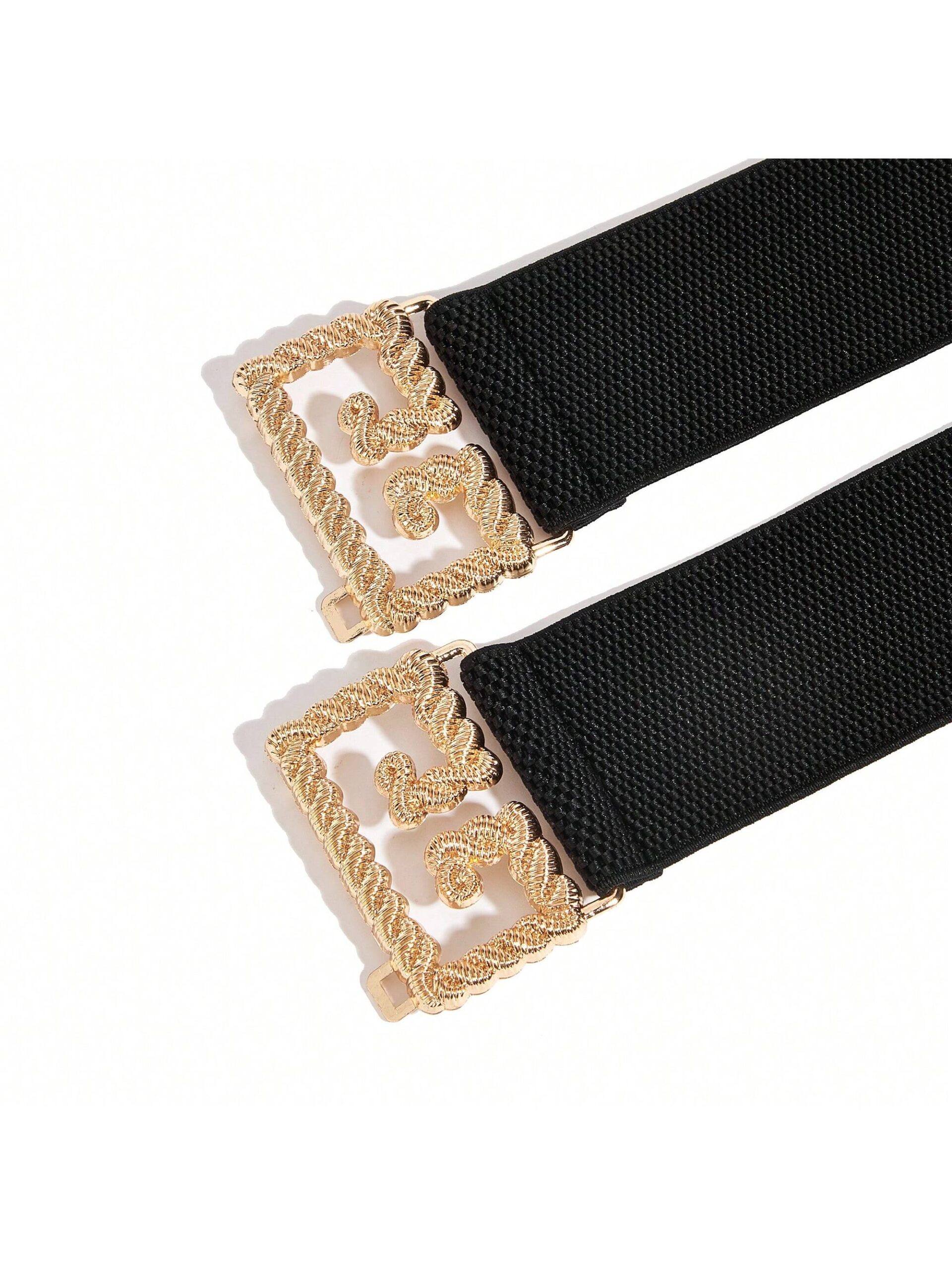SHEIN 1pc Black High-End Gold Buckle Belt - Image 4