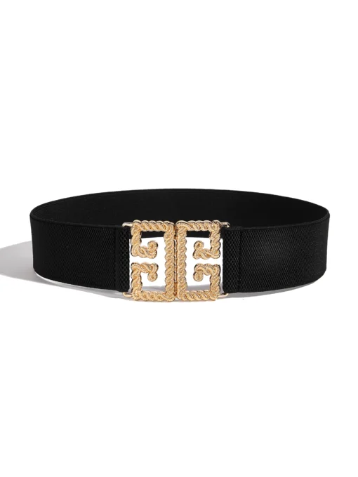 SHEIN 1pc Black High-End Gold Buckle Belt - Image 2