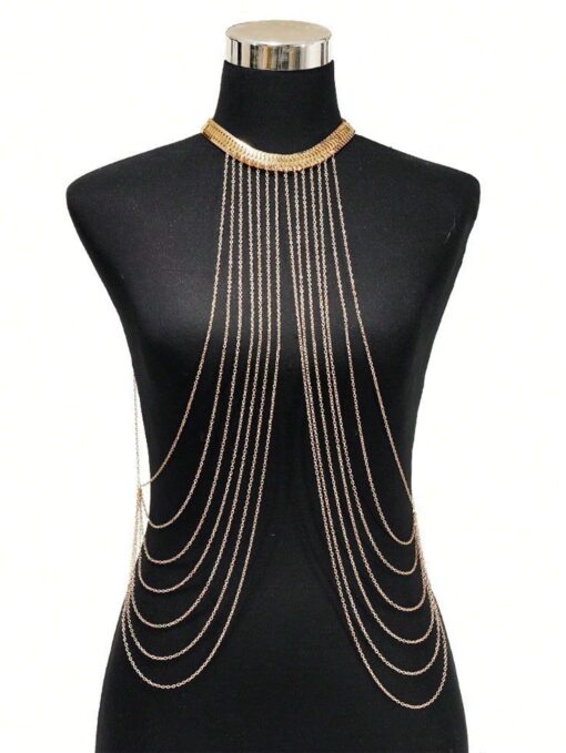 SHEIN 1pc Fashion Iron Alloy Layered Body Chain For Women For Daily Life