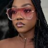 SHEIN 1pc Metal Fashion Glasses Butterfly Shaped Hollow Lenses
