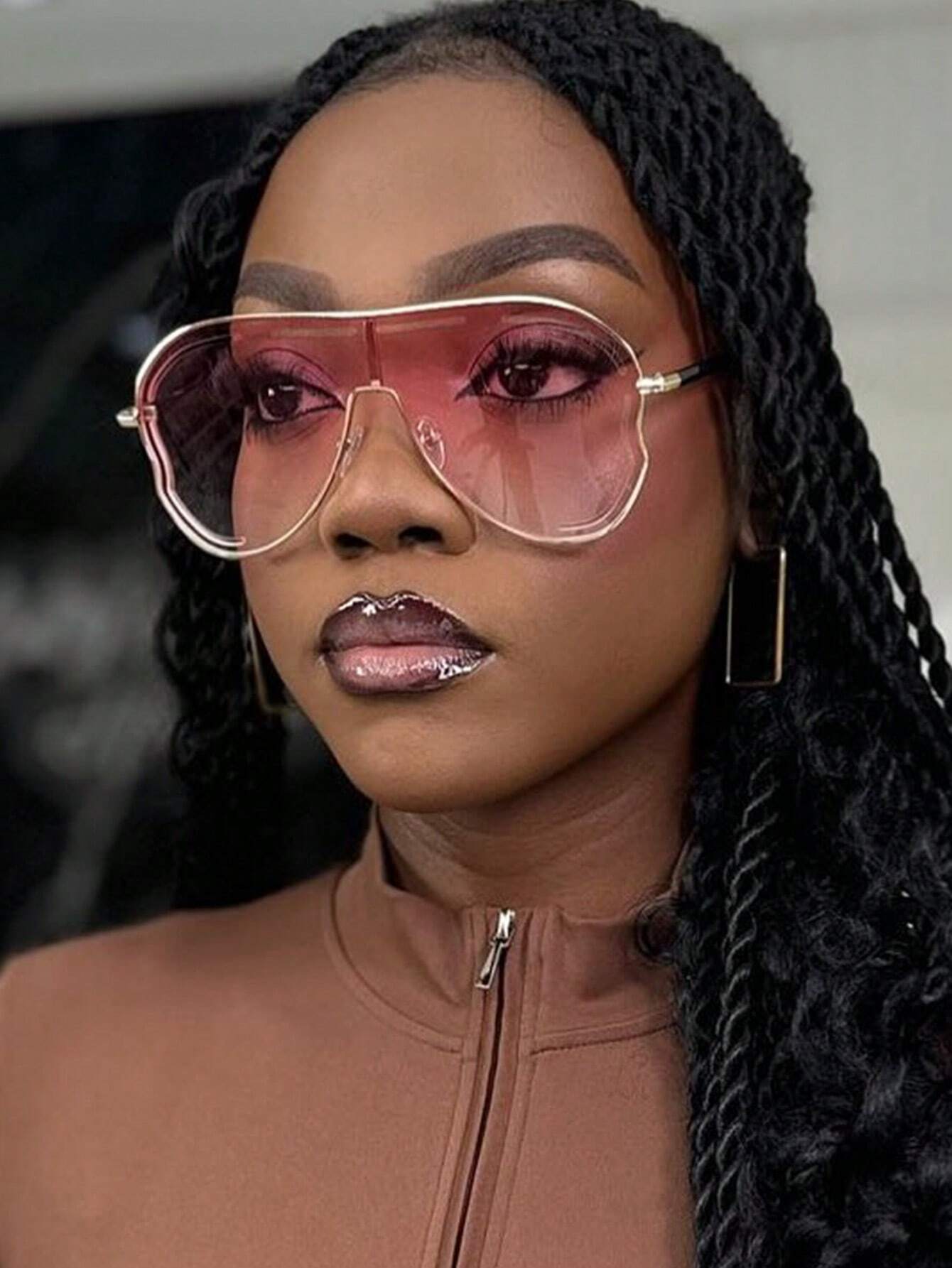 SHEIN 1pc Metal Fashion Glasses Butterfly Shaped Hollow Lenses