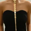 SHEIN 1pc Stylish Geometrical Circular Shaped Graduated Pendant Long Necklace