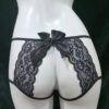 SHEIN 1pc Women's Black Lace Bow Knot Sexy Low-Waist T-Back Thong Panties