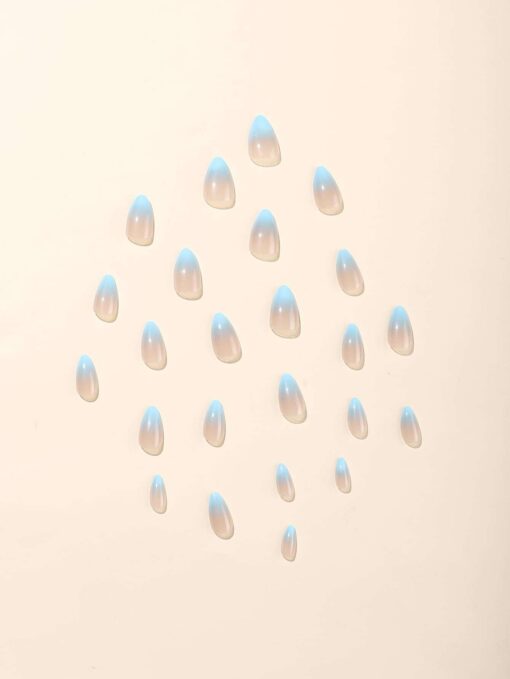 SHEIN 24pcs/Set Short Gradient Sky Blue Press On Nails - Image 3