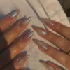 SHEIN 24pcs Long Stiletto Nails European Iridescent Mermaid Effect