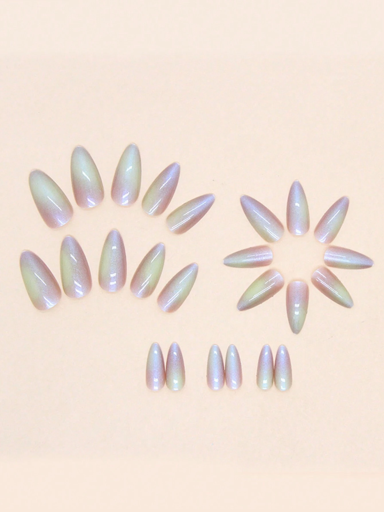 SHEIN 24pcs Long Stiletto Nails European Iridescent Mermaid Effect - Image 3