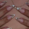 SHEIN 24pcs Medium Almond Press On Nails With Red French