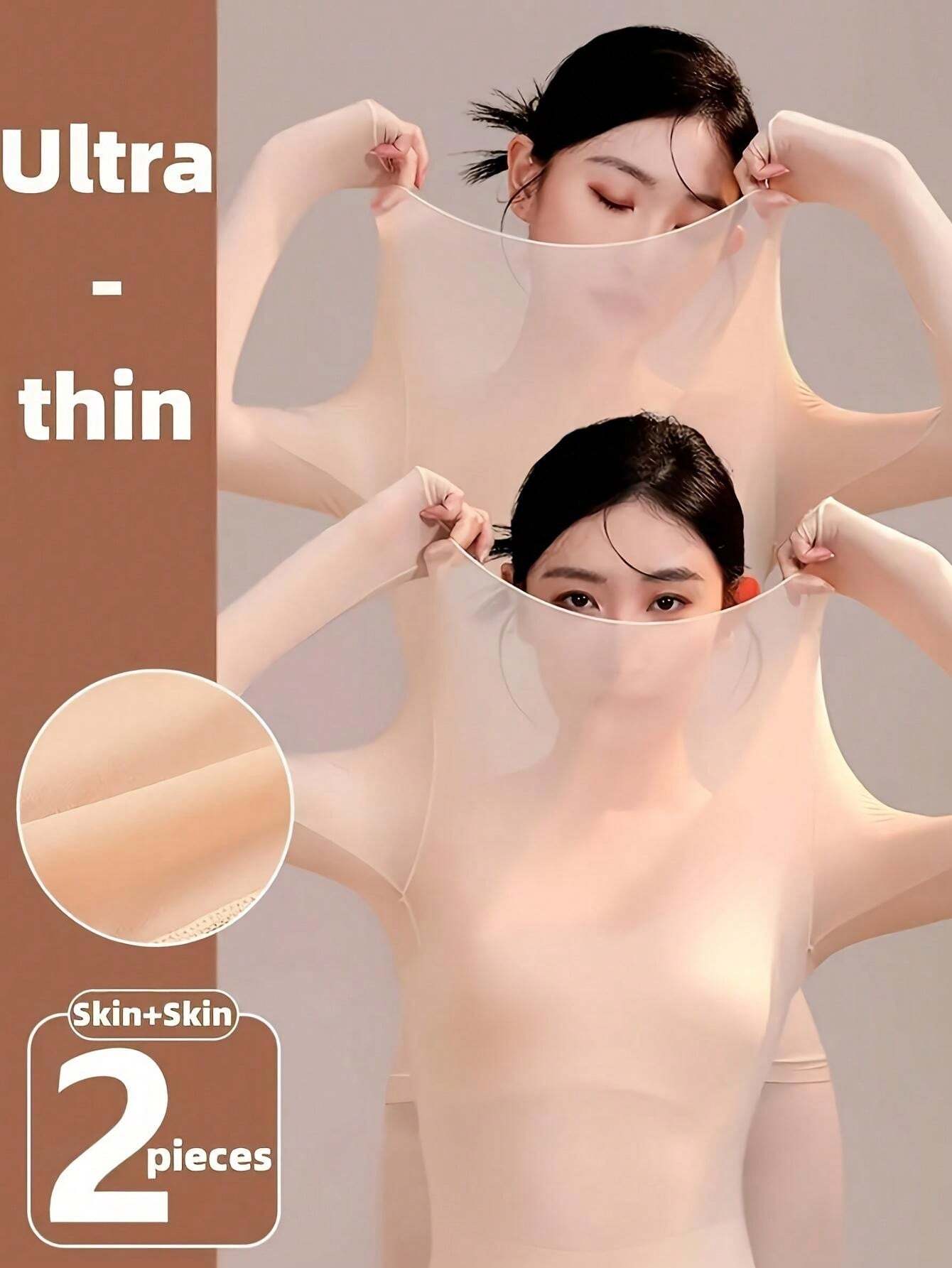 SHEIN 2pcs Seamless Moisturizing Quick Dry Undergarments, Soft & Comfy Long Sleeve - Image 4