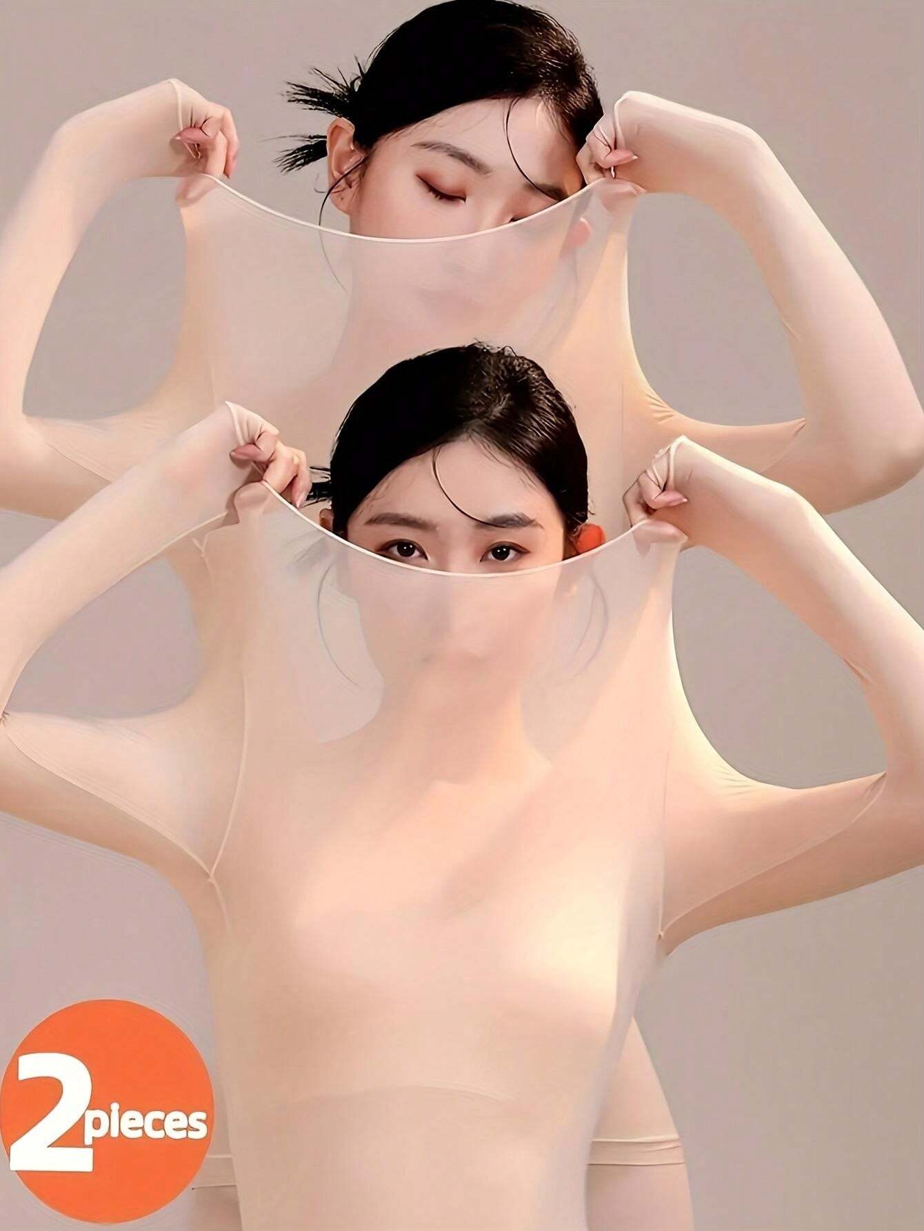 SHEIN 2pcs Seamless Moisturizing Quick Dry Undergarments, Soft & Comfy Long Sleeve - Image 5