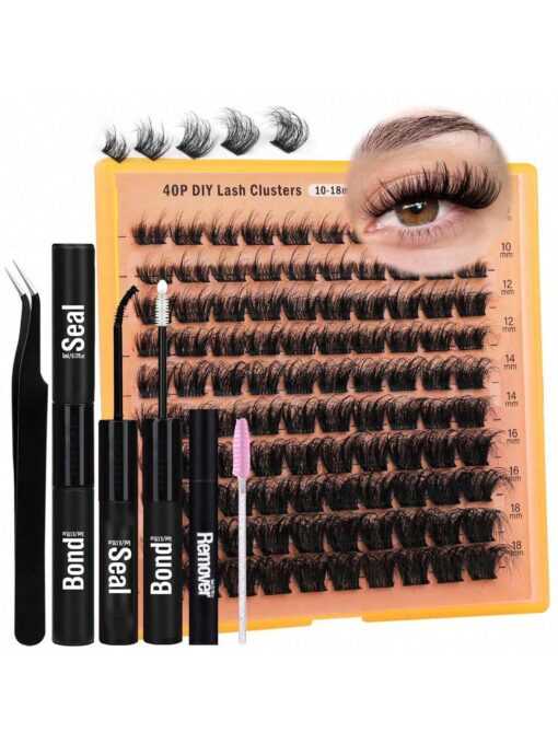 SHEIN 40D 60D 80D DIY Eyelash Extension Kit, Glue, Tweezers, Brush, Remover