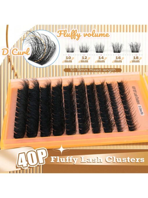 SHEIN 40D 60D 80D DIY Eyelash Extension Kit, Glue, Tweezers, Brush, Remover - Image 2