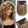shein 4pcs Short Water Wave Curly Fluffy Hair Extensions Clip-In Hair
