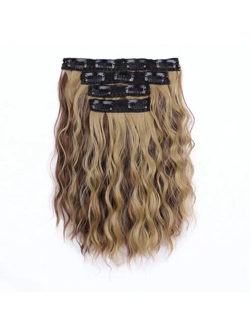 shein 4pcs Short Water Wave Curly Fluffy Hair Extensions Clip-In Hair - Image 2
