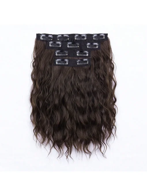 shein 4pcs Short Water Wave Curly Fluffy Hair Extensions Clip-In Hair - Image 3