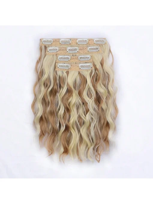 shein 4pcs Short Water Wave Curly Fluffy Hair Extensions Clip-In Hair - Image 4