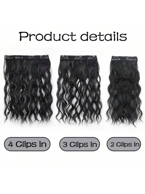 shein 4pcs Short Water Wave Curly Fluffy Hair Extensions Clip-In Hair - Image 5