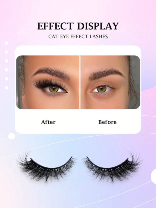 SHEIN Asiteo 7 Pairs Cat-Eye Faux Mink Eyelashes Curled Winged Natural - Image 2