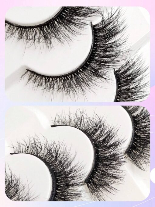 SHEIN Asiteo 7 Pairs Cat-Eye Faux Mink Eyelashes Curled Winged Natural - Image 4