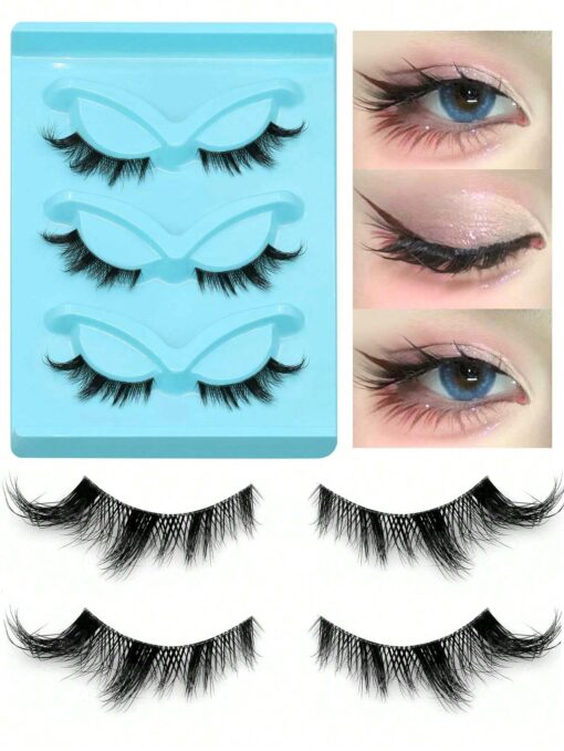 SHEIN GROINNEYA 3 Pairs Cat Eye Eyelashes Fox Eye Lashes Faux - Image 2