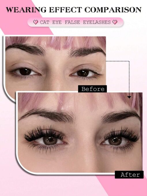 SHEIN GROINNEYA 3 Pairs Cat Eye Eyelashes Fox Eye Lashes Faux - Image 4