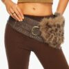 ROMWE J-Fashion 1pc Women's Brown Leopard Print Fluffy Decorative Western Style Bel