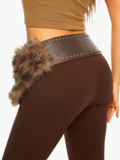 ROMWE J-Fashion 1pc Women's Brown Leopard Print Fluffy Decorative Western Style Bel - Image 3