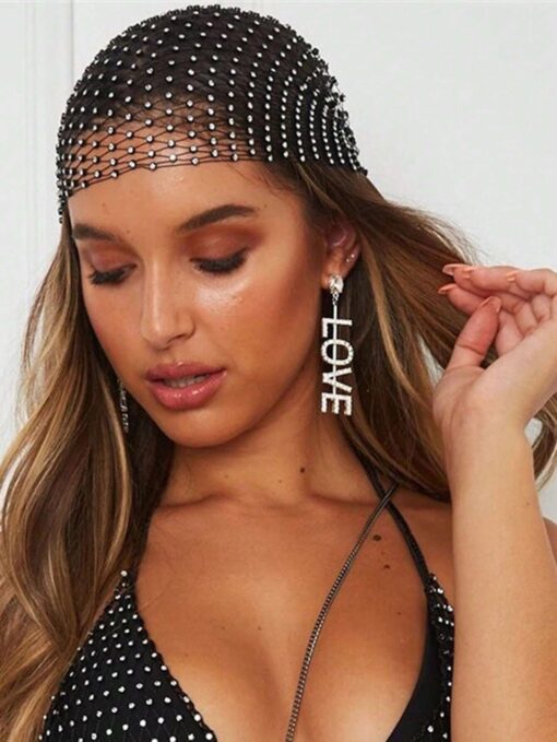 SHEIN Rhinestone-Embedded Fishnet Hair Cap